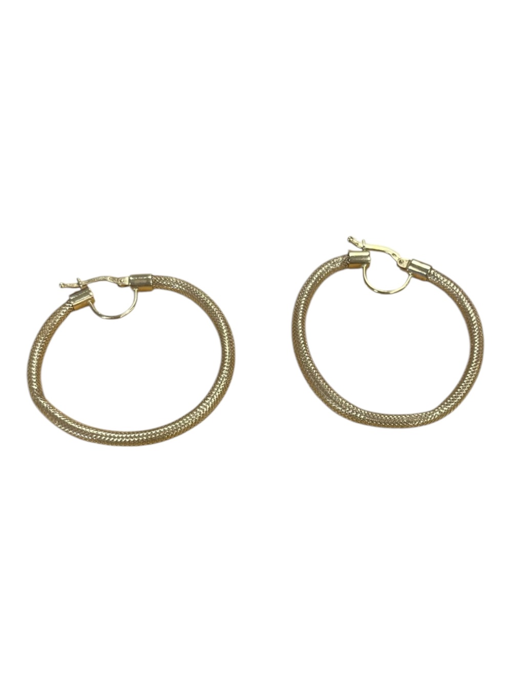 14k Mesh Hoop Earrings, 2G, 1.5” SLC, Made In Italy
